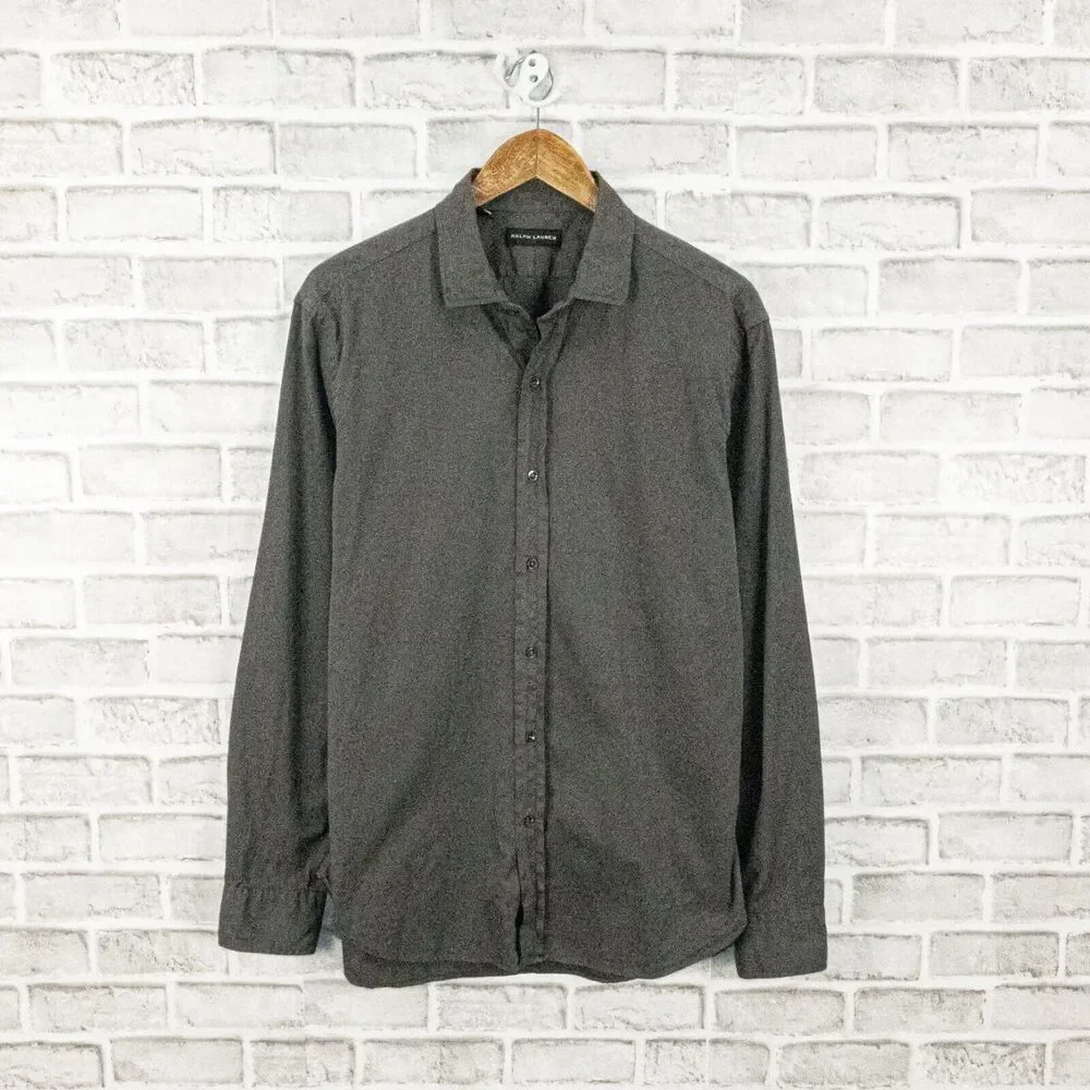 Ralph Lauren Black Label Men's Button up Shirt Dark Gray Cotton size Large - Picture 1 of 5